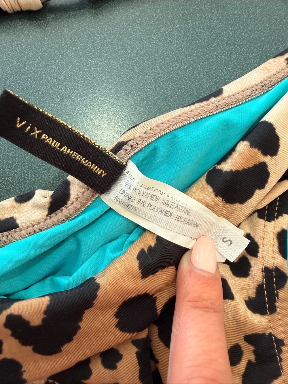 Vix Paula Hermanny Leopard Aqua Triangle Bikini Set - Picture 5 of 16